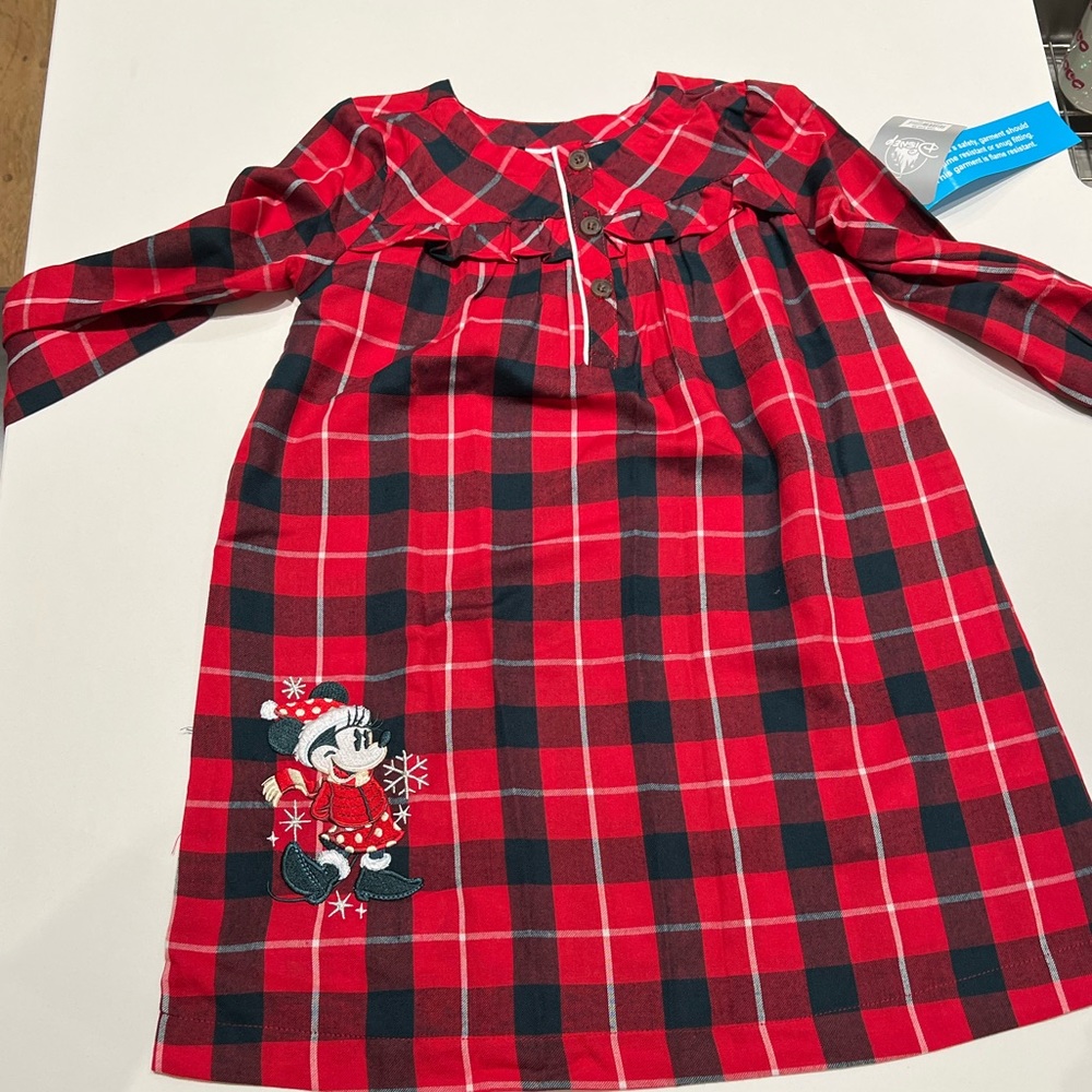 Minnie Mouse Holiday Plaid Flannel Nightshirt for Girls, size 5/6